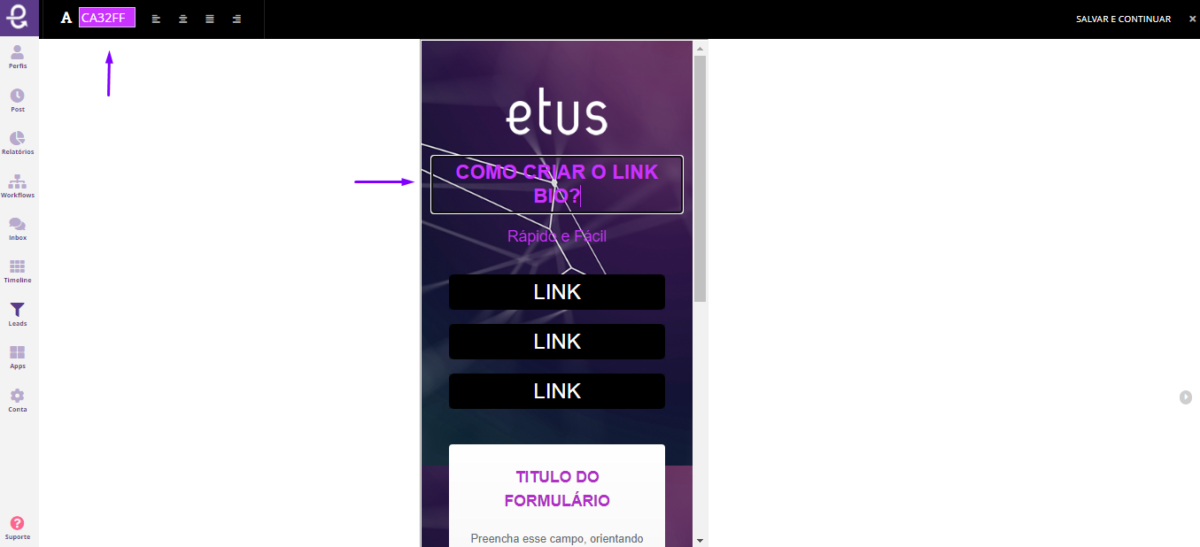 Como criar um Link Bio na Etus